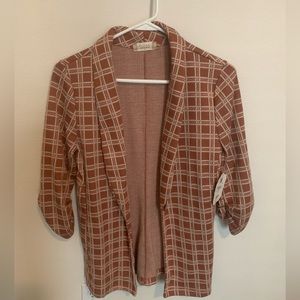 Copper and white XS plaid blazer